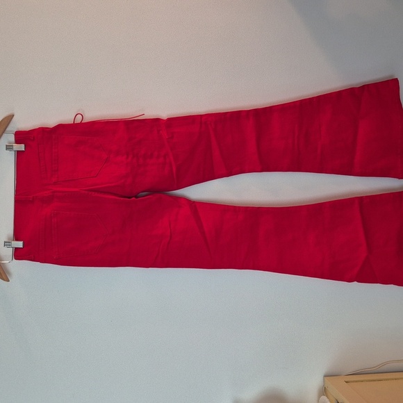 NWT Edikted Flare Grommet Lace Up Pants Jeans Red Punk Size Medium - Picture 3 of 6